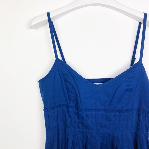 rützou Tops - RÜTZOU Made In India Blue Pleated Cotton Tank Top